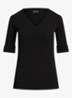 T-shirt met V-hals en halflange mouw - Black / zwart