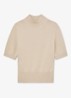 Aria fijngebreide top in wolblend met opstaande kraag - Beige