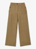 Ashby mid waist wide fit broek van linnen met steekzakken - Khaki