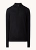 Blackhall fijngebreide pullover van wol met halve rits - Zwart