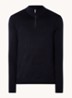 Blackhall fijngebreide pullover van wol met halve rits - Donkerblauw