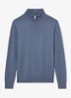 Blackhall pullover in merino wolblend met halve rits - Staalblauw