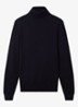 Caine fijngebreide trui van merino wol met col - Navy / Blauw