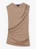 Dani mouwloze top met gedrapeerd detail - Donkerbeige