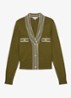 Danni fijngebreid vest met knoop detail - Bronsgroen