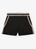 High waist straight fit korte broek van linnen - Black / Zwart