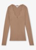 Lara ribgebreide trui met crochet detail - Camel