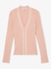 Lauri ribgebreide top met V-hals - Roze