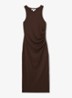 Lola midi jurk met plooidetail - Donkerbruin