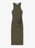 Lola midi jurk met plooidetail - Khaki Green / Groen
