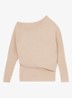 Lorna fijngebreide trui met asymmetrisch hals - Beige