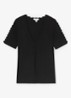 Marcy ribgebreide top met V-hals - Black / Zwart
