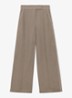 Mila high waist wide fit pantalon van linnen - Beige