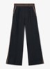 Mila high waist wide fit pantalon van linnen - Donkerblauw