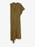 Naomi one shoulder maxi jurk van satijn met plooidetail - Khaki