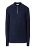 Roman fijngebreide pullover met halve rits - Donkerblauw