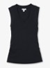 SANDY Stretch-Cotton Rib Ruched V-Neck Vest - Donkerblauw