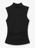 Simon ribgebreide top met opstaande kraag - Black / Zwart