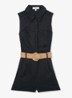 Taylor playsuit van linnen met ceintuur - Donkerblauw