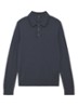 Trafford sweater van merino wol met polokraag - Donkerblauw