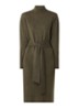 Midi trui-jurk in kasjmierblend met strikceintuur - Donkerkhaki