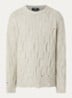 Distress kabelgebreide trui met ronde hals - Beige