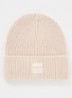 Ribgebreide muts met logo - Beige