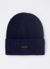 Ribgebreide muts met logo - Donkerblauw
