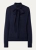 Fijngebreide trui in alpaca wolblend met sjaalkraag - Blauw