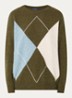 Fijngebreide trui in wolblend met ronde hals - Khaki