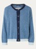 Grofgebreid vest in alpaca wolblend met streepprint - Staalblauw