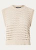 Grofgebreide spencer met opengewerkt dessin - Beige