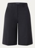 High waist straight fit korte pantalon in wolblend - Donkerblauw