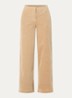 High waist wide fit broek van corduroy met steekzakken - Zand