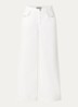 High waist wide fit pantalon met borduring - Gebroken wit