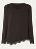 Longsleeve met details van kant - Donkerbruin