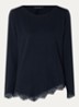 Longsleeve met details van kant - Donkerblauw