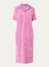 Midi jurk van badstof met polokraag - Fuchsia
