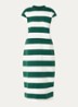 Midi T-shirt jurk met streepprint - Groen