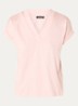 T-shirt met V-hals - Zalmroze