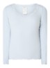 Babette longsleeve in zijdeblend met details van kant - Lichtblauw