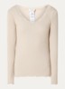 Babette longsleeve in zijdeblend met details van kant - Donkerbeige