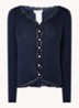 Babette ribgebreid vest in zijdeblend met details van kant - Donkerblauw