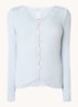 Babette ribgebreid vest in zijdeblend met details van kant - Lichtblauw