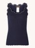 Babette tanktop in zijdeblend met kant - Donkerblauw