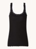 Babette tanktop in zijdeblend met kant - Zwart