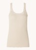 Babette tanktop in zijdeblend met kant - Donkerbeige