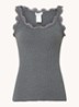 Babette tanktop in zijdeblend met kant - Donkergrijs