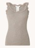 Babette tanktop in zijdeblend met kant - Zand