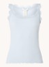 Babette tanktop in zijdeblend met kant - Lichtblauw